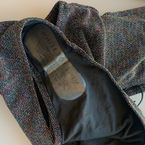 NWT White Fox Boutique High Leg One Piece Swimsuit in Rainbow Lurex | Medium - Picture 5 of 5